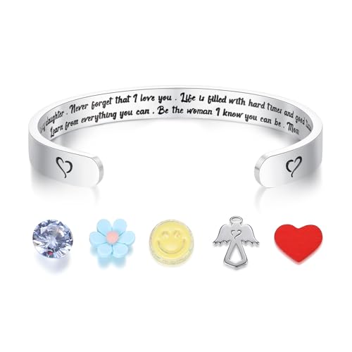 SAM & LORI Personal Bracelets for Teens/Women-Inspirational Jewelry Gifts (Various Designs) for Daughter/Sister/Mom/Friends-Adjustable Bracelet in a Pretty Gift Box - style: 2-Daughter Mom-To my daughter,...Mom