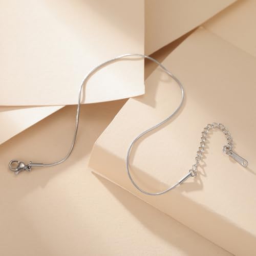 Amaxer Adjustable Stainless Steel Snake Chain Ankle Bracelet 0.04in Width Foot Chain for Women Beach Holiday Summer Vacation Jewelry - color: silver
