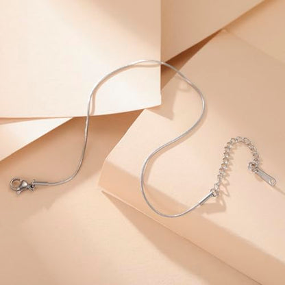 Amaxer Adjustable Stainless Steel Snake Chain Ankle Bracelet 0.04in Width Foot Chain for Women Beach Holiday Summer Vacation Jewelry - color: silver