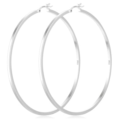 925 Sterling Silver Hoop Earrings Silver Hoops Earring Large Hoop Earrings | Jewelry for Her Gift Large Silver Hoop Earrings Hypoallergenic Thin Hoop Earring for Women Sensitive Ears 20/30/40/50/60/70mm - color: 70mm Silver
