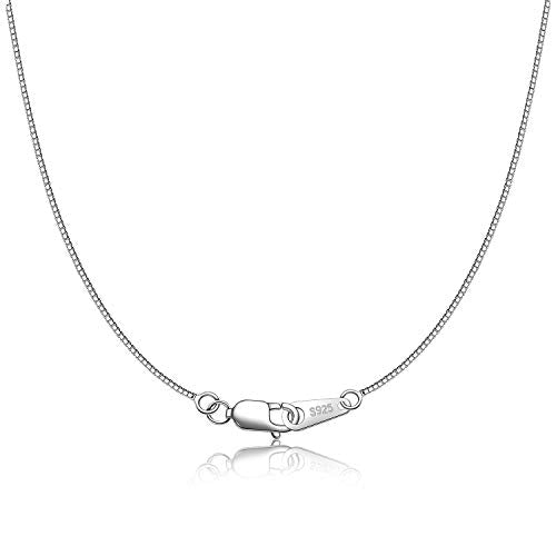 925 Sterling Silver Chain Necklace for Women 0.8mm Box Chain, Italian Necklace Chain, Super Strong & Thin & Long16/18/20/22/24 Inches - color: White Gold, size: 22 Inch