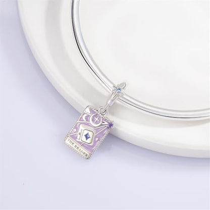 925 Sterling Silver Dangle Charm Fit Women Bracelet And Necklaces Jewelry | Medallion Pendants Beads Jewelry Charms for Women Fashion Gift Family Friends Mother's Day - color: Tarot Cards Reader Dangle Charm M1412