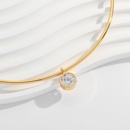 14K Gold Plated Collar Choker Necklace for Women Charm Jewelry | Trendy Dainty Statement Fashion Cubic Zirconia Pendant Necklace - color: 89A