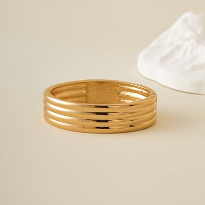 Chunky Gold Bangles Bracelet for Women Trendy Statement Bracelet Dainty Charm Gold Jewelry - color: Striped Bracelet-GD