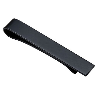 Zysta Free Engraving - Personalized Custom Mens High Polished Stainless Steel Mens Tie Bar Clip for Regular Ties + Gift Box - color: Black