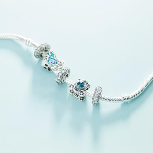 KEQ 925 Silver Spacer Stopper Bead Charms Clearance for Pandora Bracelets Birthstone CZ Always Stopper Birthday Gifts for Mom Grandmom Granddaughter Wife Sisters Friends - color: Silver(4 pcs)