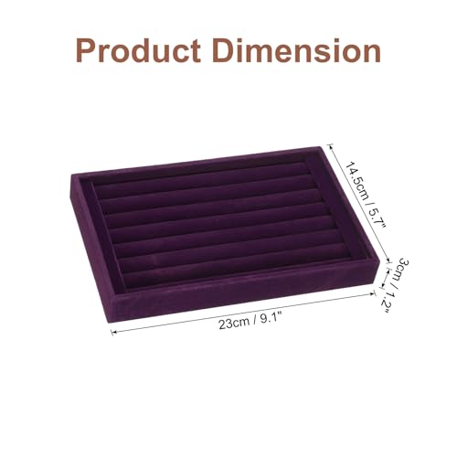 uxcell Velvet 7 Slots Ring Organizer Jewelry Display Tray Showcase Ring Holder Velvet Jewelry Organizer Stand for Rings Earrings Purple - color: Purple