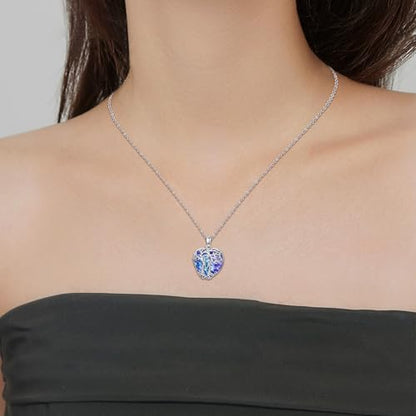 925 Sterling Silver Necklace Gifts for Women Crystal/Opal Jewelry Pendant Christmas Birthday Gift - style: Sister-B