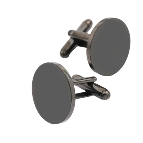 Classic Stainless Steel Cufflinks for Men, Round/Square/Oval Cuff Links,Groom Wedding Cufflinks Gift for Groomsmen, Father's Day - color: Black Round, size: 20mm
