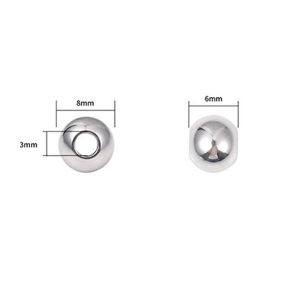 Stainless Steel Spacer Beads 8x6mm Round Loose Charm Caps Beads for DIY Jewelry Making 50pcs with 3mm Hole - color: 8x6mm 3mm