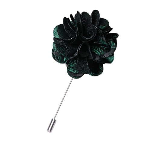JEMYGINS Mens Paisley Bow Tie and Lapel Pin Necktie Pocket Square and Tie Clip with Sets for Business Casual 4PCS - color: Dark Green