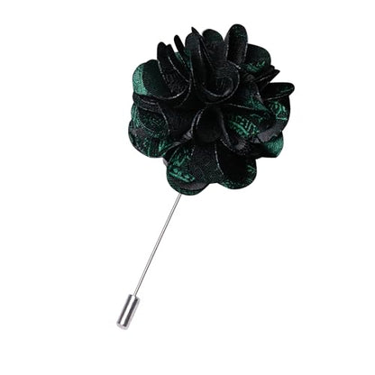 JEMYGINS Mens Paisley Bow Tie and Lapel Pin Necktie Pocket Square and Tie Clip with Sets for Business Casual 4PCS - color: Dark Green