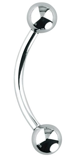Forbidden Body Jewelry Curved Barbell Piercing Jewelry - 00GA-16GA Silver Eyebrow Piercing - Surgical Steel Snake Eye Frog Eyes Tongue Rings & Belly Rings for Women (6/14mm Bar, 3/12mm Balls) - style: 14GA, 14mm Length, 5mm Balls
