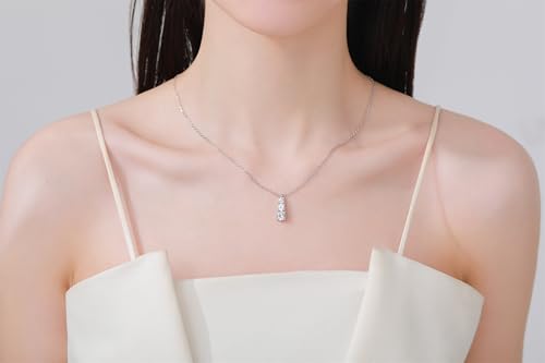 SBLING Platinum-Plated or 18K Gold Plated Cubic Zirconia Pendant Necklace for Women - color: Platinum-Plated