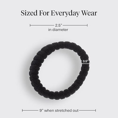 Kitsch Ribbed Hair Ties No Damage - Black, 10pcs | Strong, Stretchy & Snag-Free Hair Bands – Soft Fabric Ponytail Holders, Stylish Elastics for Everyday Hairstyles - color: Black Ribbed (Pack of 10)