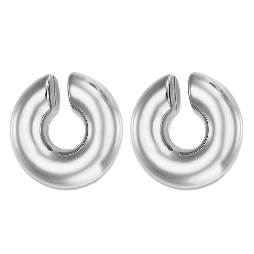 Ear Cuffs Non Piercing Aretes De Mujer Gold Chunky Earrings for Women Clip On Earrings Non Tarnish Gold Earrings Gifts Trendy Stuffers - color: 1Pairs Silver Chunky Ear Cuff