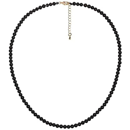 Simple 4mm Gemstones and Crystals Choker Necklace Unisex 16"-18" | Necklaces for Women Men, Adjustable, 40-45 cm Chain Length, Handmade, Spiritual Gemstones, Positive Energy, Daily Wear - style: Black Agate