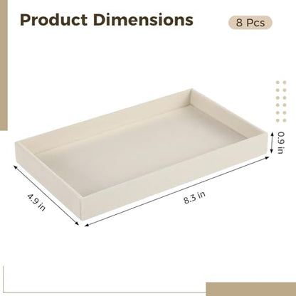 OMISTAR 8 Pcs Velvet Jewelry Trays, Stackable Jewelry Drawers Organizer Trays, Beige Wooden Jewelry Storage Trays 8.3 x 4.9 x 0.9 in, Jewelry Trays for for Earring Ring Necklace Pendants Bracelet