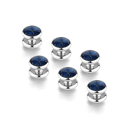 wynameleri Mens Tuxedo Shirt Button and Cuff Links Set, Classic Shirts Cufflink Studs, Formal Business Wedding Jewelry - color: Clock-Blue