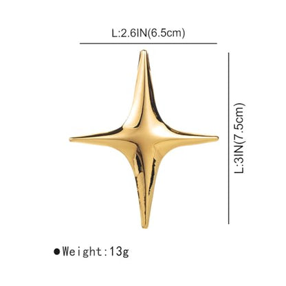 Star Brooch Pin for Women Men Polished Stainless Steel Fashion Simple Brooches Lapel Pins Unique Hat Bag Dress Accessories Christmas Festival Holiday Birthday Party Jewelry Unisex Gift