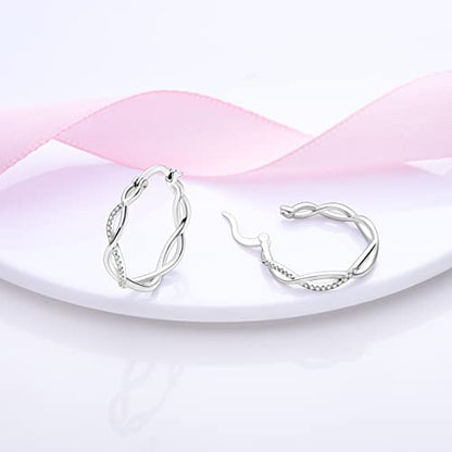 NARMO 925 Sterling Silver Earrings for Women Hypoallergenic Hoop Earrings - color: Twist Irish Celtic Knot