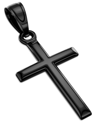 Exquisite Cross Necklace for Men and Women, Silver/Gold/Black Cross Chain with Top-grade 316L Stainless Steel Cross Pendant, 18-24 Inch Box/Byzantine Chains - color: Mystic Black, size: 0 Inch=No Chains, style: Only Small Pendant