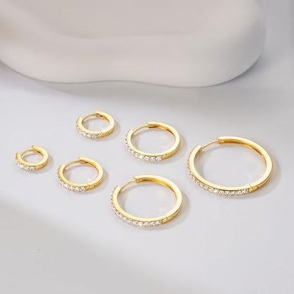 14K Gold Hoop Earrings Small Gold Huggie Hoop Earrings for Women | 14K Gold Earrings for Women CZ Gold Hoop Earrings Lightweight Hypoallergenic Gold Hoop Earrings for Women 12/14/16/20/25/30mm - size: 30mm