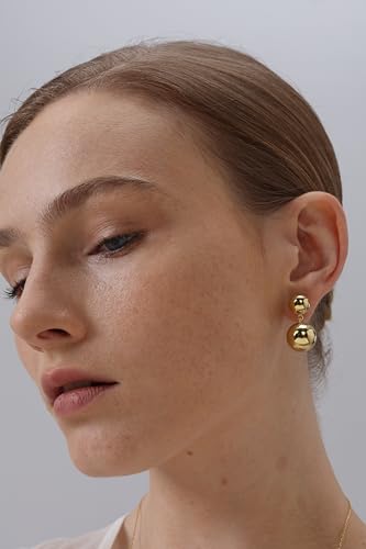 FRUMOS 18K Gold Plated Chunky Hoop Earrings for Women Fashion Thick Gold Hoops Set Jewelry for Birthday Christmas Gifts - color: Double Sphere Hoops