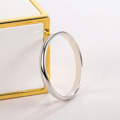 Dankadi Simple Fashion S925 Sterling Silver Ring Smooth Plain Dome Comfort Solid Silver Wedding Ring For Men & Women 3.5 mm 3-13# 24k Real Gold Plated Jewelry - color: 2MM Silver