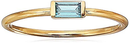 Amazon Essentials 18K Yellow Gold Plated Sterling Silver Cubic Zirconia Fashion Stackable Ring - color: Aquamarine,March, size: 9