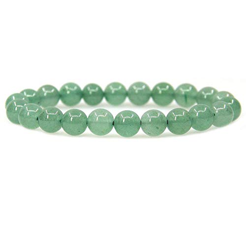 Angelstones Gemstones 8mm Round Beads Healing Crystal Bracelet for women | Natural Gemstone, Handmade Gifts for Women, Healing Crystal Round Beaded Stretch Bracelets, Unisex Jewelry for Women and Men - color: Green Aventurine