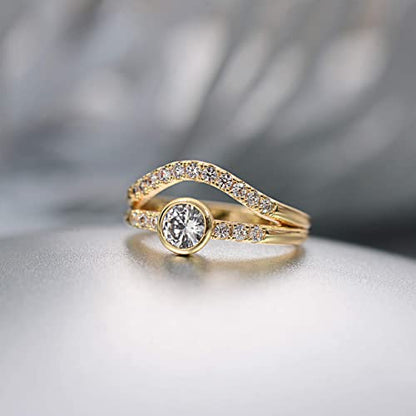 Valloey Rover 14K Gold Thin Beaded Full Bead Sterling Twisted Rope Black CZ Wedding Band Stacking Tiny Rings for Women - color: Circular