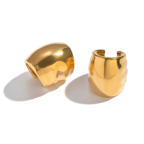 Kokoma Clip On Ear Cuffs for Women Minimalist Oval Huggie Hoops Chunky Non Piercing Cartilage Earrings Fashion Ear Jewelry