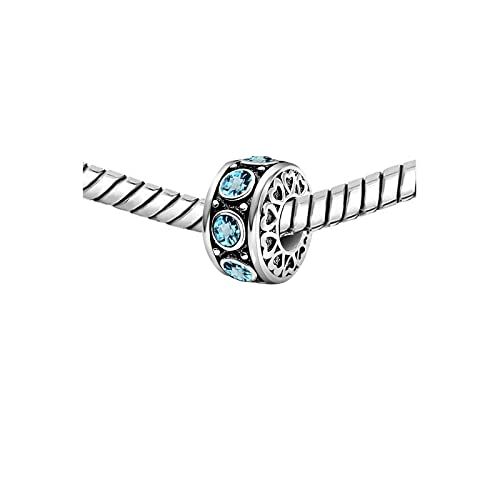 KunBead January-December Birthstone Birthday Heart Bead Charms Compatible with Pandora Bracelet for Mom Daughter Grandma Granddaughter Nana Auntie Wife Sister Best Friend - color: MAR