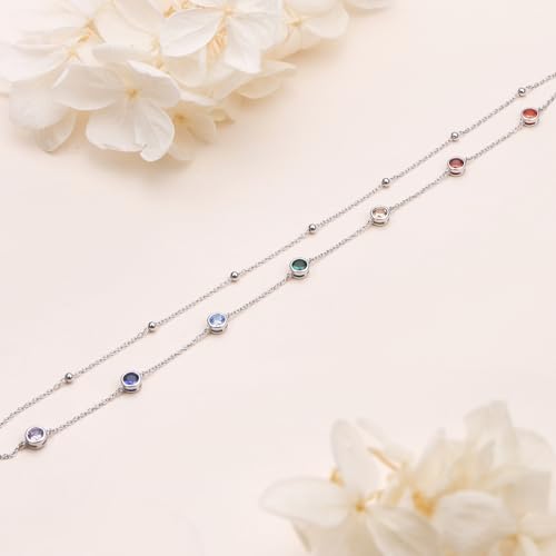 Anklets for Women 925 Sterling Silver Blue Evil Eye Infinity Butterfly Adjustable Multilayer Layered Summer Beach Ankle Bracelet Foot Chain Jewelry for Women - style: Chakra