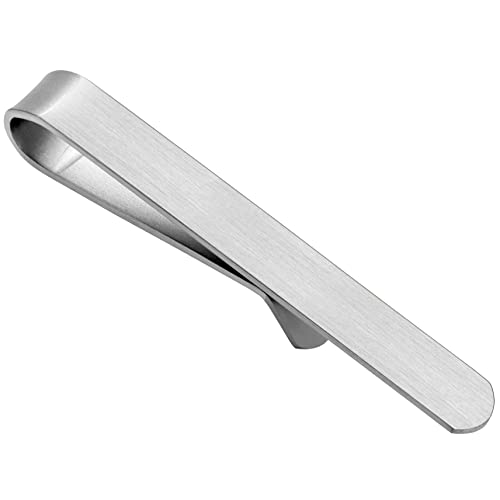 HAWSON Skinny Tie Clip Bar Set, 2 Inch Tie Clip for Men - Wedding, Meeting, Party Gift Set - color: 1 pcs Brushed Silver