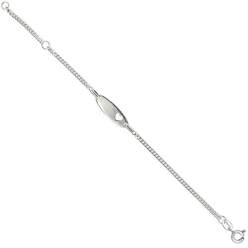 Tiny Sterling Silver ID Bracelets for Small Women Teens Fits Wrist Sizes 5-6 inch - style: Curb Chain Heart Cut out