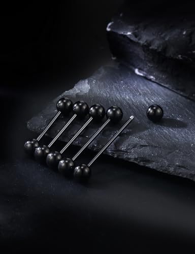 14G 16G Mix Size Tongue Rings Piercing Jewelry Stainless Surgical Steel Straight Barbell Nipple Tongue Ring Piercing Jewelry For Women Men 12MM 14MM 16MM 19MM 22MM Silver Black Gold - color: Black, size: 16 Gauge-12MM/14MM/16MM/19MM/22MM