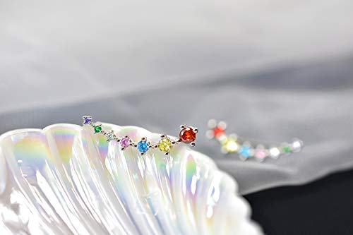 CZ Stud Earrings 925 Sterling Silver 18K Gold Plated Round Cubic Zirconia Hypoallergenic Set - color: Colorful