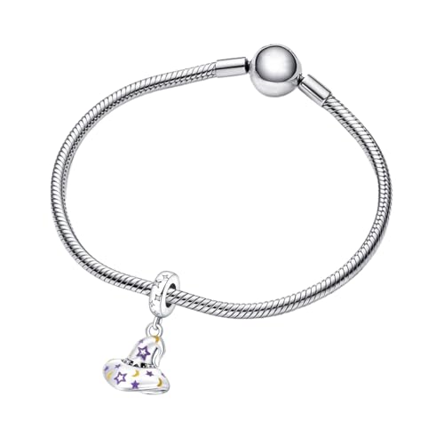 925 Sterling Silver Charms for Bracelets and Necklaces Lipstick and Perfume High Heels Dangle Pendants Heart Butterfly Bead Charms Halloween Christmas Gift for Womens - style: Halloween Magic Hat Dangle