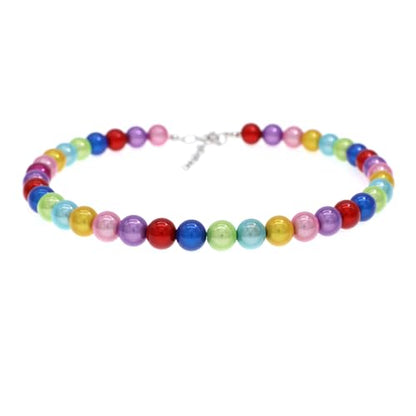 Long Simulated 10mm AAA Pearl Strand Necklace for Women Multicolor Pearl Choker Necklace 1920s Pearl Statement Necklace Costume Jewelry - color: 10mm Multicolor Reflective