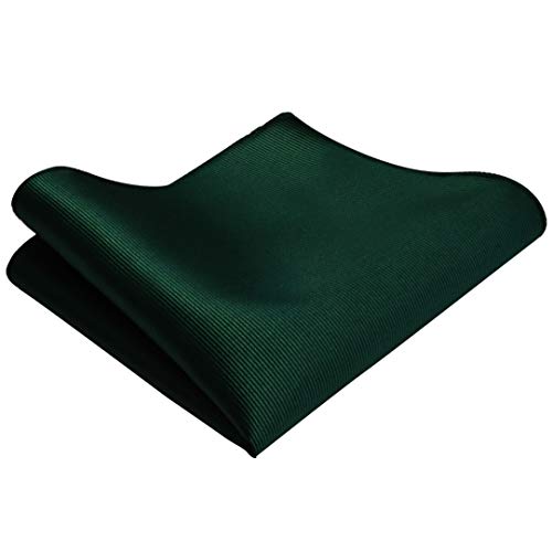 GUSLESON New 3.15"（8cm） Solid Color Necktie and Pocket Square Cufflinks Clip Set - color: Dark Green