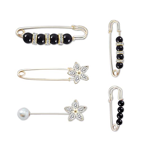 Fashion Pearl Brooch, Sweater Shawl Pearl Pin, Elegant and Fashionable | Enhance your Temperament, Suitable for a Variety of Occasions to Wear, Black - color: Black