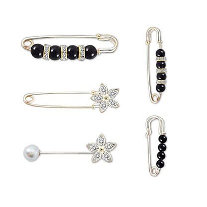 Fashion Pearl Brooch, Sweater Shawl Pearl Pin, Elegant and Fashionable | Enhance your Temperament, Suitable for a Variety of Occasions to Wear, Black - color: Black