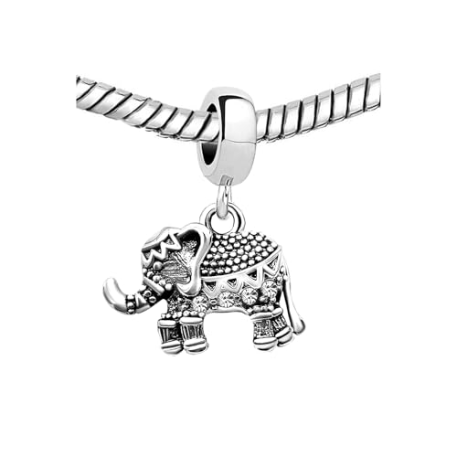 KunBead Elephant Birthstone Dangle Bead Birthday Charms Compatible with Pandora Bracelet for Women - color: April