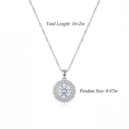 Necklaces for Women - Sparkling Flower Pendant Necklace, 18K Gold Plated Chain, Sunflower Clover Jewelry for Wedding Party, 16+2 Inch - color: Silver