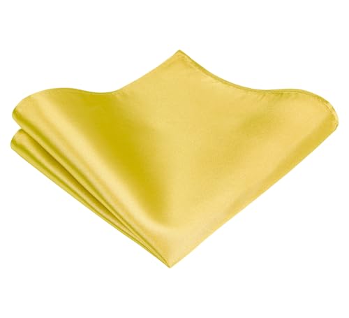 TIE G Solid Satin Woven dyed Color Formal Black Necktie and Pocket Square Sets in Gift Box - color: Mustard Yellow