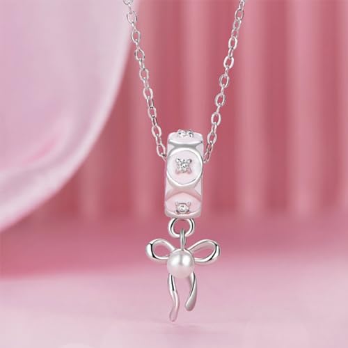 Heart Charm Clip Lock Spacer Stopper Charm Bead Bracelet 925 Sterling Silver Charms Safety Chain for Pandora Bracelets - color: Bow Pendant