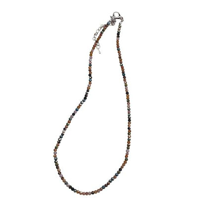 Dainty Colorful Crystal Beaded Chain Adjustable Lightweight Choker Necklace Handmade Bohemian Shiny 3mm Rice Stone Beads Necklace Boho Summer Beach Jewelry for Women - color: mix 3