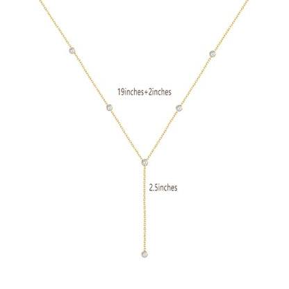 Lariat Necklace for Women Long Gold Y Necklace Teen Gifts Trendy Marquise Teardrop Square Round Cubic Zirconia Drop Necklaces Simple Layered Summer Beach Necklaces Jewelry Birthday Vacation Gifts